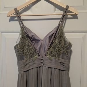 Silver long bridesmaid dress